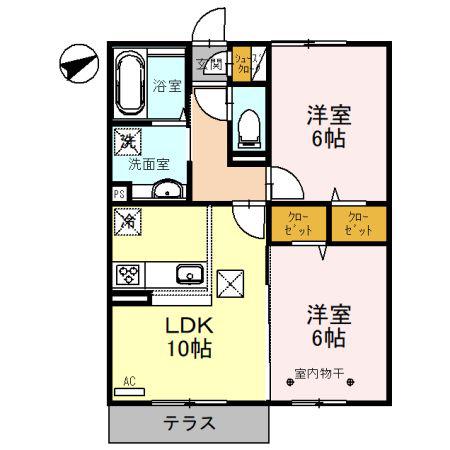 ビューテラス(2LDK/1階)の間取り写真