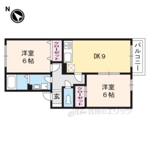 コンフォール美喜 Ⅰ(2DK/2階)の間取り写真