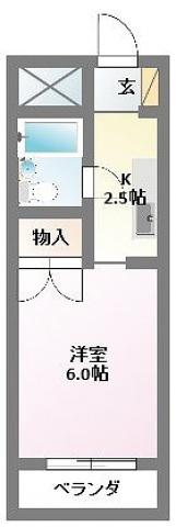 グランドール東所沢(1K/4階)の間取り写真