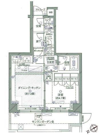ピアース虎ノ門(1DK/1階)の間取り写真