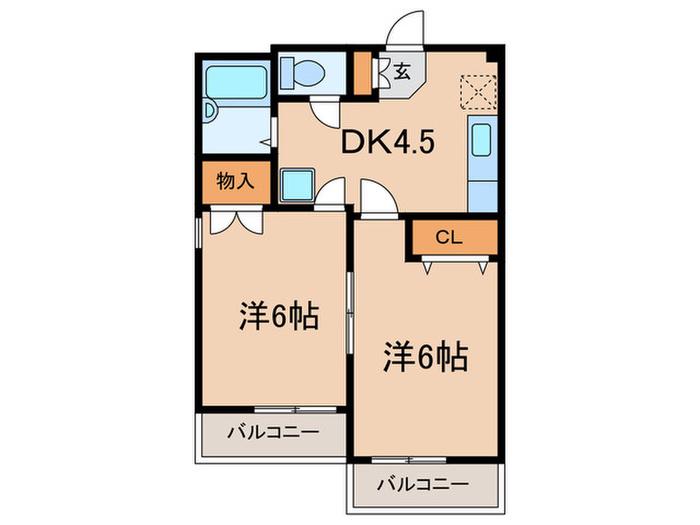 KITANO APARTMENT経堂(2DK/2階)の間取り写真