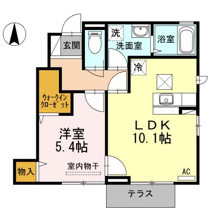 D-ROOM 白石西(1LDK/1階)の間取り写真