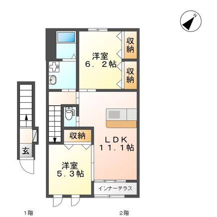  ダンデライオン(2LDK/2階)の間取り写真