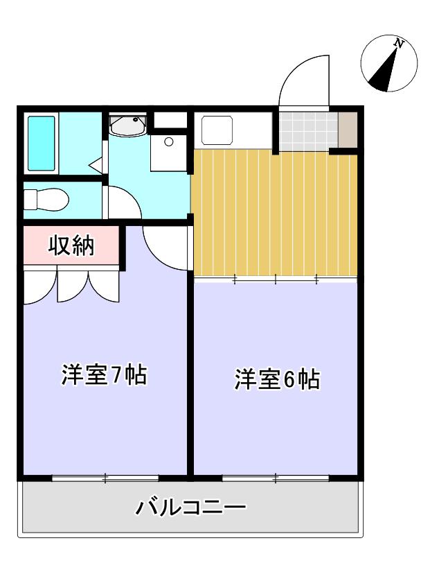 プラシード鹿嶋(2DK/2階)の間取り写真