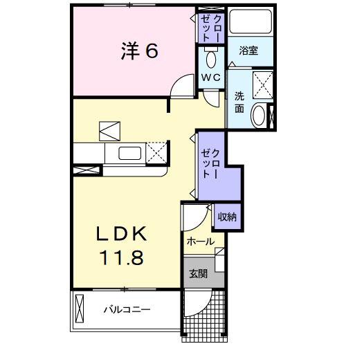 フジI A(1LDK/1階)の間取り写真