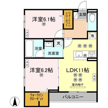 GRACECOURT(2LDK/2階)の間取り写真