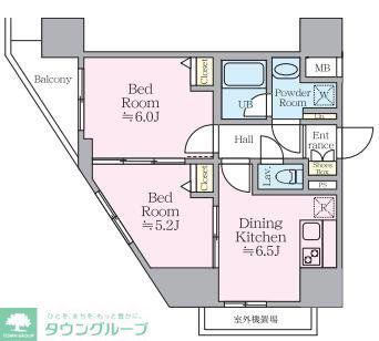 アイルグランデ東京立石(2DK/9階)の間取り写真