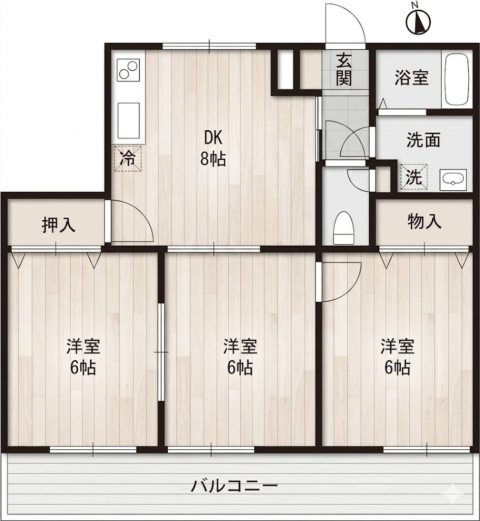 ファミール鵠沼(3DK/2階)の間取り写真
