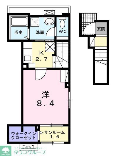 プラシードCOCOIII(1K/2階)の間取り写真