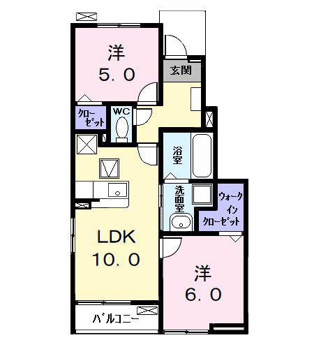 ウイングKVII(2LDK/1階)の間取り写真