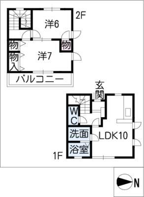 ロジュマン山水II(2LDK/2階)の間取り写真