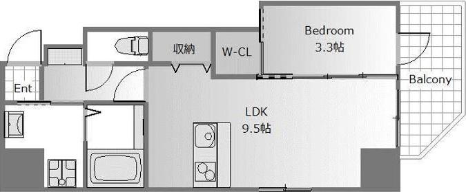 TRAIL博多(1LDK/11階)の間取り写真