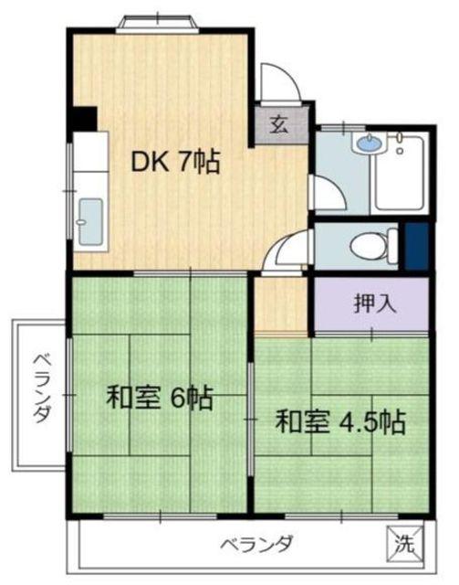 ビクニマンション(2DK/2階)の間取り写真