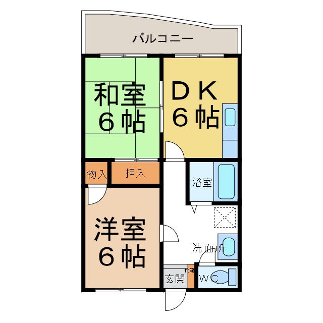 ハイツY&Y(2DK/2階)の間取り写真