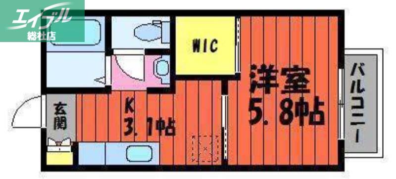 メゾンデラW C棟(1K/2階)の間取り写真