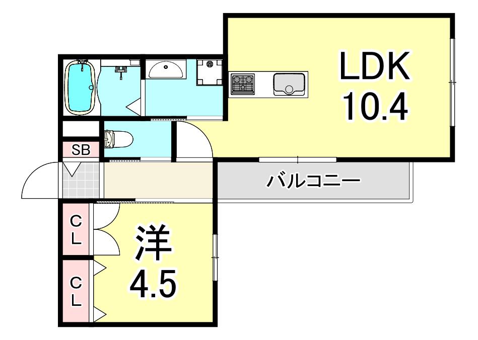 HEBELMAISON CIEL(1LDK/3階)の間取り写真
