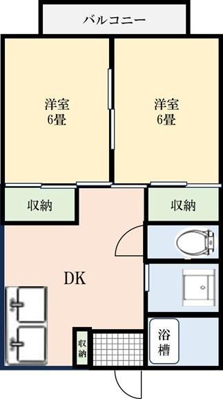 大森ハイツ(2DK/2階)の間取り写真