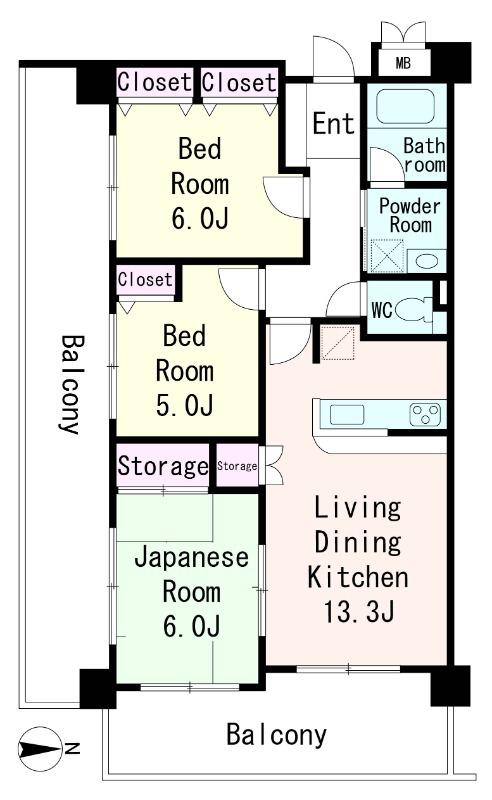 CASA DEL MARE(3LDK/4階)の間取り写真