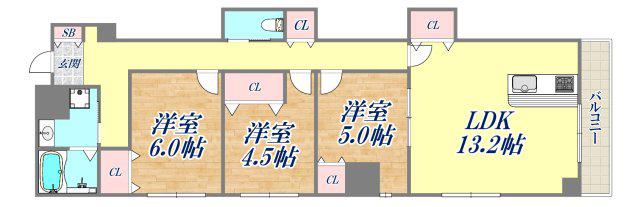 プレジール宝塚(3LDK/1階)の間取り写真