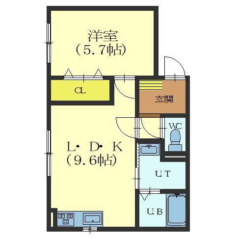 ALIVIO追分(1DK/2階)の間取り写真