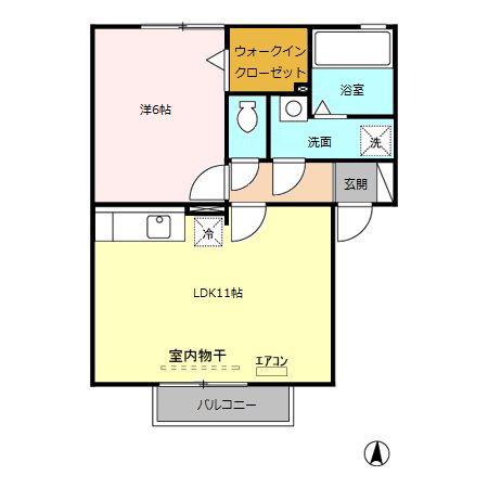 シャトーリーフA/B/C/D(1LDK/2階)の間取り写真