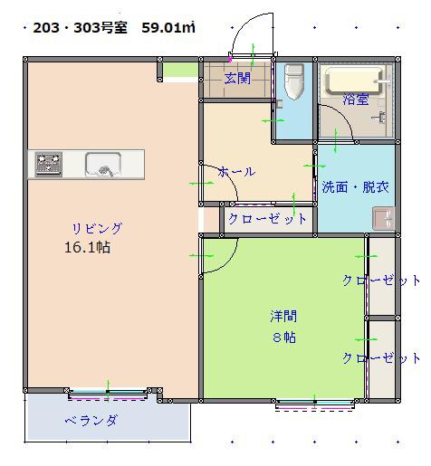 アルカーサル本所(1LDK/2階)の間取り写真