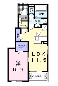 プレミアム31番館(1LDK/1階)の間取り写真