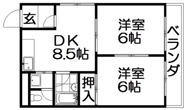 レオハイム春日山(2LDK/3階)の間取り写真