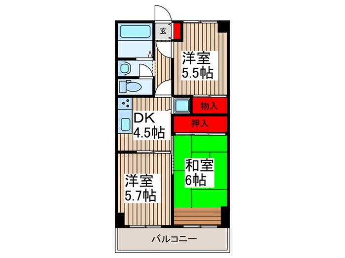 南浦和ダイヤモンドマンション(3DK/4階)の間取り写真