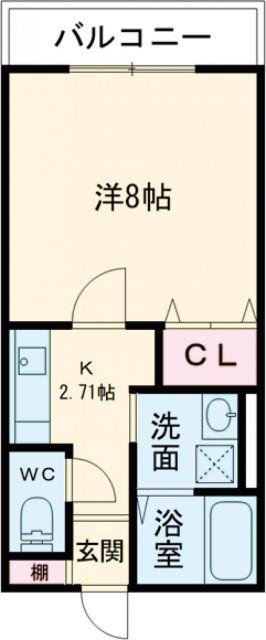 フローレス2番館(1K/1階)の間取り写真