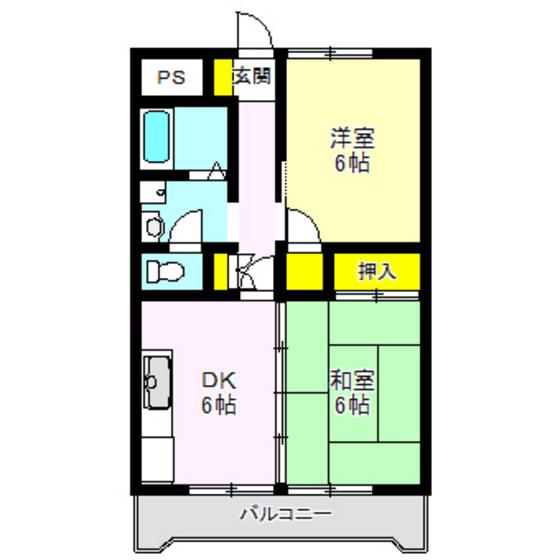 エクセレントマンション(2DK/6階)の間取り写真