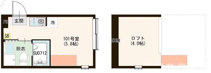 ハーモニーテラス千住関屋町B(ワンルーム/1階)の間取り写真