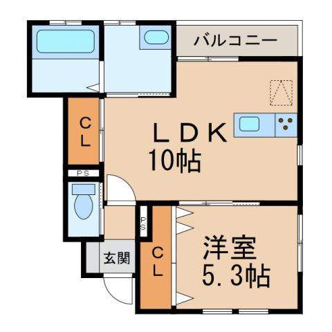 松ヶ丘クラウンハイツ(1LDK/1階)の間取り写真