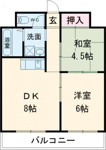 フェニックスハイツ山手(2LDK/4階)の間取り写真