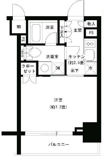 パークキューブ神田(1K/2階)の間取り写真