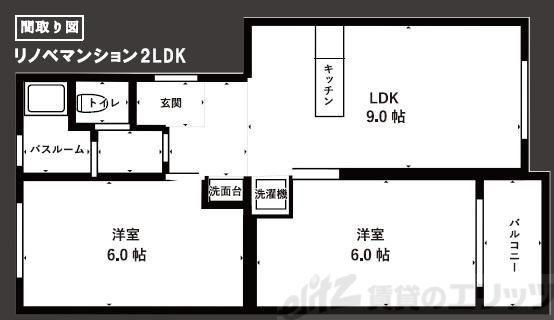 下新庄コーポC棟(2LDK/4階)の間取り写真