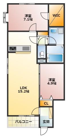 JOUER LA CHOUCHOU(2LDK/1階)の間取り写真