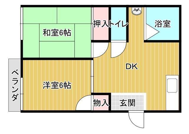和光ハイツB(2DK/2階)の間取り写真