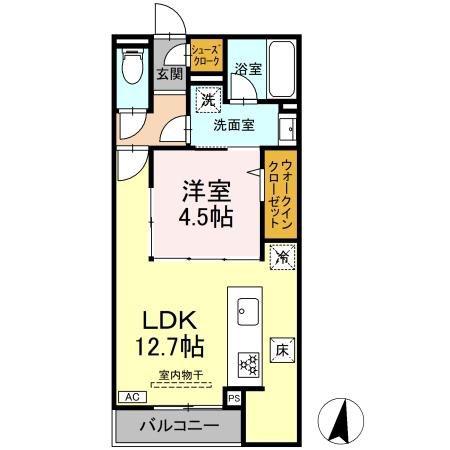 フォーティスMGH(1LDK/1階)の間取り写真