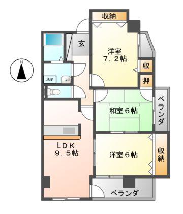 サムティイースト白壁(3DK/3階)の間取り写真
