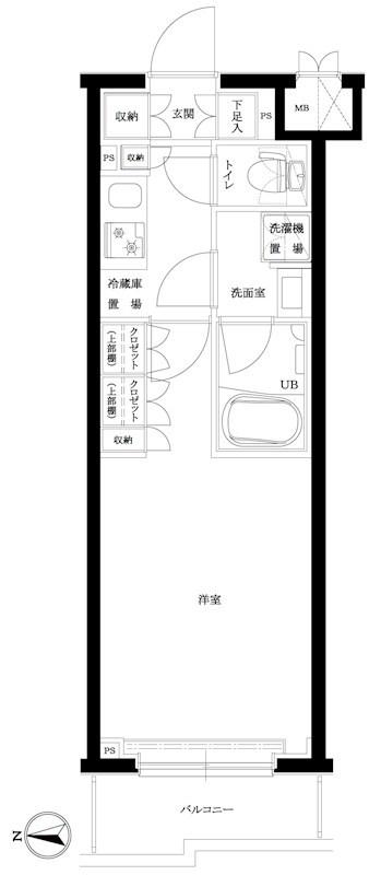 ルーブル川崎宮前平(1K/1階)の間取り写真