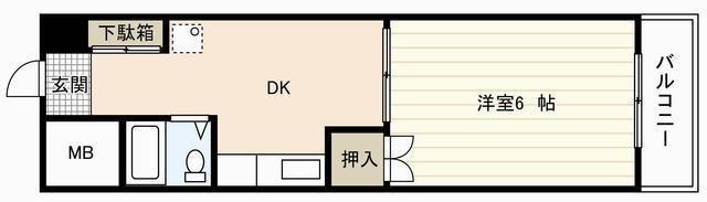 第1原本ビル(1DK/2階)の間取り写真