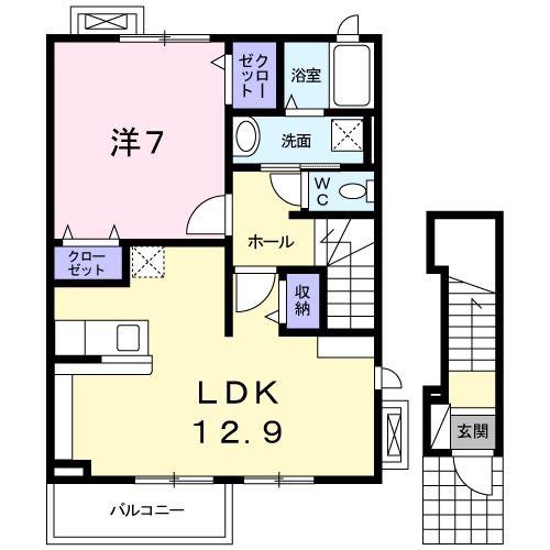 プリムローズII(1LDK/2階)の間取り写真