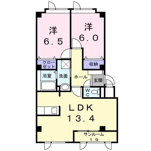 サザンハイムシミズ(2LDK/1階)の間取り写真