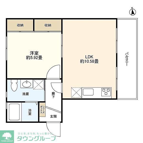 市ヶ谷加賀町アパート A棟(1LDK/1階)の間取り写真