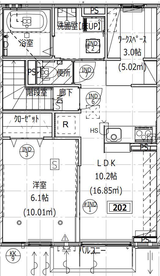 IEDES泉滝尻(1LDK/2階)の間取り写真