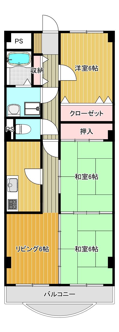 ユーフォニー鶴見(3LDK/5階)の間取り写真