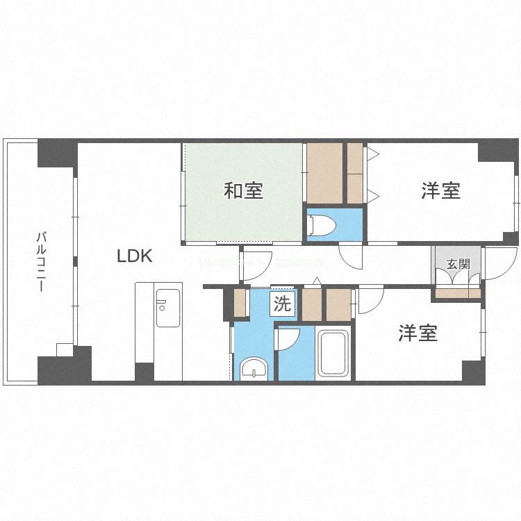 レジディア都島I(3LDK/13階)の間取り写真