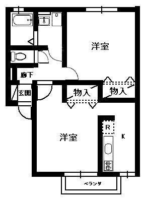 カサブランカ(2K/1階)の間取り写真
