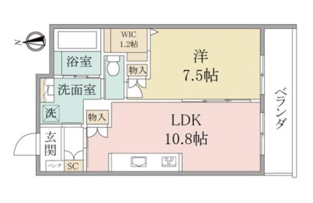 ヘーベルヴィレッジ西国分寺KIRSCH BLUTE1(1LDK/1階)の間取り写真
